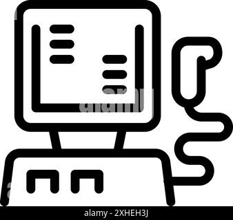 Strichbildsymbol eines Ultraschallgeräts, das medizinische Scanergebnisse anzeigt Stock Vektor