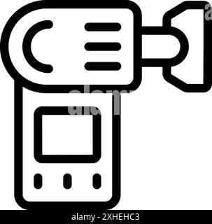Elektronisches Gerät zur Temperaturmessung mit Fiebersymbol und einfacher Schwarzweiß-Umrissdarstellung für Web- und Mobildesign Stock Vektor
