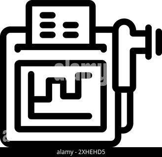 Einfaches fett formatiertes Umrisssymbol für ein medizinisches Gerät mit Herzschlag auf dem Bildschirm Stock Vektor