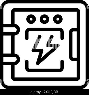 Elektrische Schalttafel mit Hochspannungsrisiko und Blitzsymbol, das die Sicherheit am Arbeitsplatz und potenzielle Gefahren betont Stock Vektor