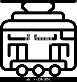 Einfaches Symbol einer Seilbahnkabine, die sich auf einer Seilbahn in einem Bergresort bewegt Stock Vektor