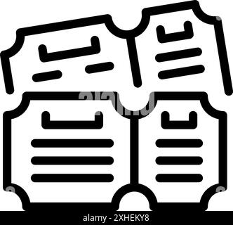 Einfaches schwarz-weißes Symbol mit drei Eintrittskarten für den Zugang zu einer Veranstaltung Stock Vektor