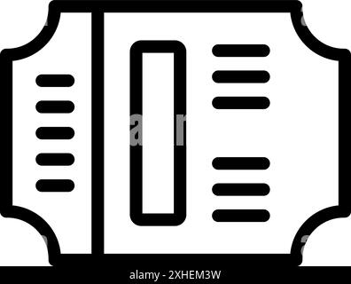 Einfaches Schwarzweiß-Symbol für ein Ticket, das Zugang zu Unterhaltung gewährt Stock Vektor