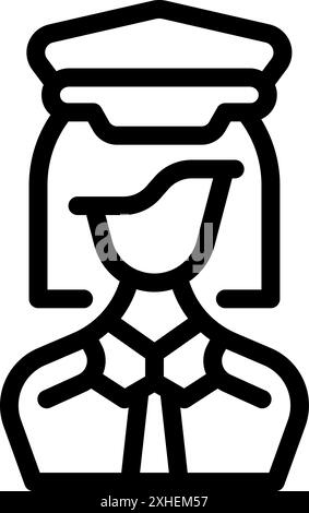 Linienzeichnung einer Polizistin in Uniform Stock Vektor