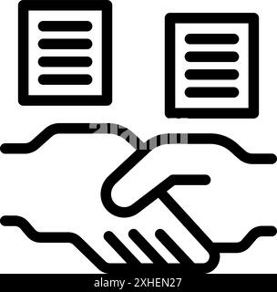 Zeilengrafik-Symbol für einen erfolgreichen Geschäftsabschluss, der mit einem Handschlag abgeschlossen wird Stock Vektor