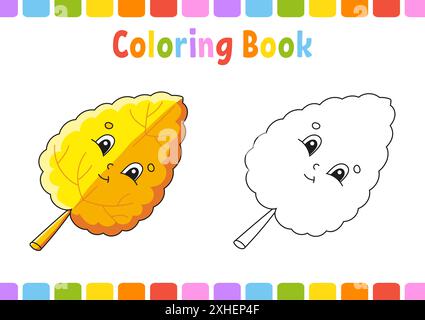 Malbuch für Kinder. Herbstmotiv. Zeichentrickfigur. Vektorabbildung. Fantasy-Seite für Kinder. Schwarze Kontur. Isoliert auf weiß b Stock Vektor