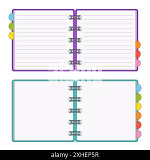 Öffnen Sie den Notizblock für Notizen. Subjekt im Büro, zu Hause. Vektorillustration isoliert auf weißem Hintergrund. Stock Vektor