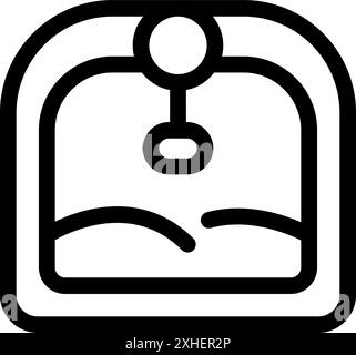 Einfache Linienzeichnung eines Zugfensters, das eine Landschaftsansicht mit einem von der Decke hängenden Licht zeigt Stock Vektor