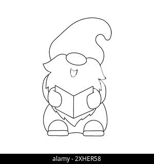 Der Zwerg singt ein Weihnachtslied. Malbuch-Seite für Kinder. Figur im Cartoon-Stil. Vektorillustration isoliert auf weißem Hintergrund. Stock Vektor