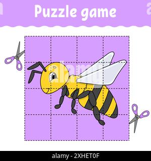 Puzzle-Spiel für Kinder. Arbeitsblatt zur Entwicklung von Schulungen. Lernspiel für Kinder. Aktivitätsseite Farbe. Für Kleinkinder. Rätsel für Vorschule. Isolierter Vec Stock Vektor