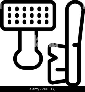 Pflegewerkzeuge Kammaufsatz und Bürste für die Hygiene Ihres Haustiers Stock Vektor