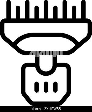 Schwarzes Liniensymbol für einen intelligenten Betriebssensor, der das Wachstum von Erntegut überwacht und Daten sammelt Stock Vektor