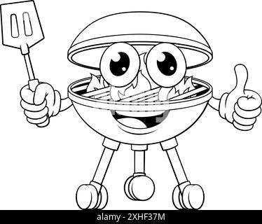 Barbecue Cartoon Mascot Holzkohle Barbecue Person Stock Vektor