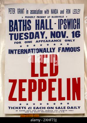 LED Zeppelin Poster Werbeperformance in Baths Hall, Ipswich, Suffolk, England, 16. November 1971 Stockfoto