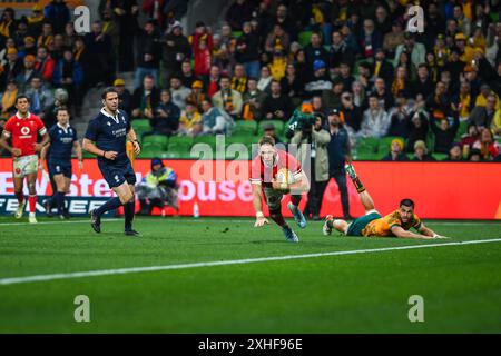 Melbourne, Australien. Juli 2024. Liam Williams (C) aus Wales wurde während des Spiels Wallabies (Australien) gegen Wales International Rugby Union im Melbourne Rectangular Stadium gespielt. Endpunktzahl: Australien 36:28 Wales. Quelle: SOPA Images Limited/Alamy Live News Stockfoto