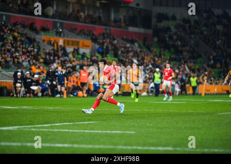 Melbourne, Australien. Juli 2024. Ben Thomas of Wales wurde während des Spiels Wallabies (Australien) gegen Wales International Rugby Union im Melbourne Rectangular Stadium gesehen. Endpunktzahl: Australien 36:28 Wales. Quelle: SOPA Images Limited/Alamy Live News Stockfoto