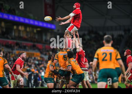 Melbourne, Australien. Juli 2024. Cory Hill (C) of Wales wurde während des Spiels Wallabies (Australien) gegen Wales International Rugby Union im Melbourne Rectangular Stadium gespielt. Endpunktzahl: Australien 36:28 Wales. (Foto: Alexander Bogatyrev/SOPA Images/SIPA USA) Credit: SIPA USA/Alamy Live News Stockfoto