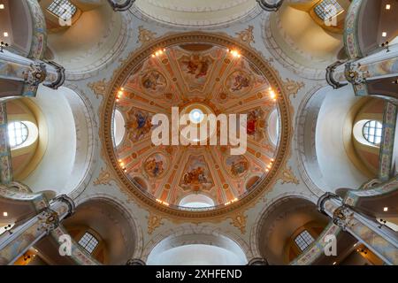 In der Frauenkirche in Dresden, Sachsen, Deutschland. Als herausragendes Beispiel protestantischer Sakralarchitektur gilt ich Stockfoto