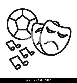 Symbol für außerschulische Aktivitäten Vektorsymbole oder Zeichensätze in Schwarzweiß-Umrandung Stock Vektor