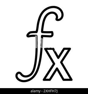 Symbol für mathematische Funktion Vektorsymbol oder Zeichensatz in Schwarzweiß-Umrandung Stock Vektor