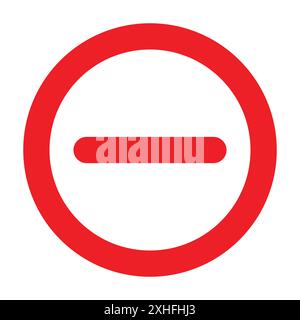 Negativzeichen-Symbol Vektorsymbol oder Zeichensatz-Sammlung in Schwarzweiß-Umrandung Stock Vektor