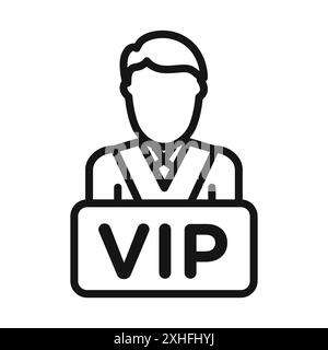 vip Person Symbol Vektorsymbol oder Schildersatz Kollektion in schwarz-weiß-Umrisse Stock Vektor