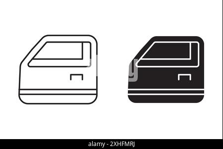 Autotür Icon Schwarzer Linie Kunstvektor in schwarz-weiß Umriss Set Sammlung Zeichen Stock Vektor