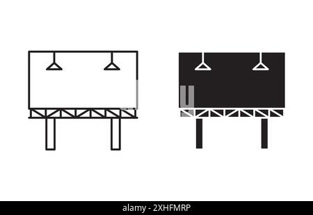 Billboard Symbol Schwarzer Linie Kunstvektor in Schwarz-weiß-Umriss Set Collection Schild Stock Vektor