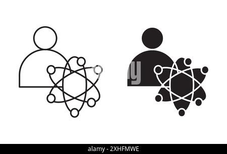 Big Data Scientist Icon Black Line Art Vektor in schwarz-weiß Umrandung Set Sammlungsschild Stock Vektor