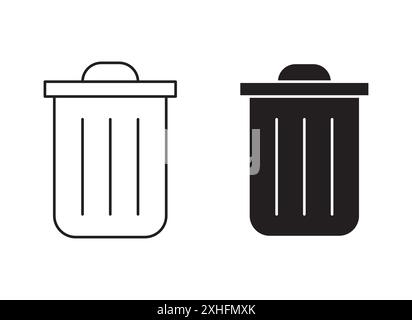 Symbol löschen Schwarze Linie Kunstvektor in Schwarzweiß Umriss Set Collection Sign Stock Vektor