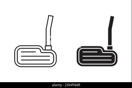 Putter Icon Black Line Art Vektor in schwarz-weiß Umrisse Set Collection Schild Stock Vektor