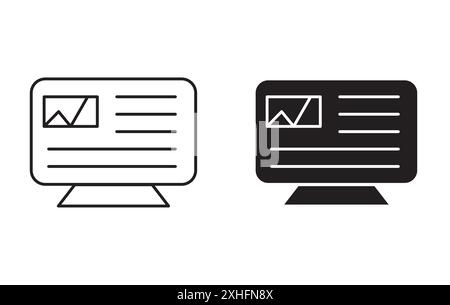 Native Advertising Icon Schwarze Linie Art Vektor in schwarz-weiß Umrisse Set Sammlung Zeichen Stock Vektor