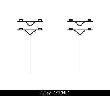 Power Pole Symbol Vektorsymbol oder Schildersatz Sammlung in schwarz-weiß-Umrandung Stock Vektor