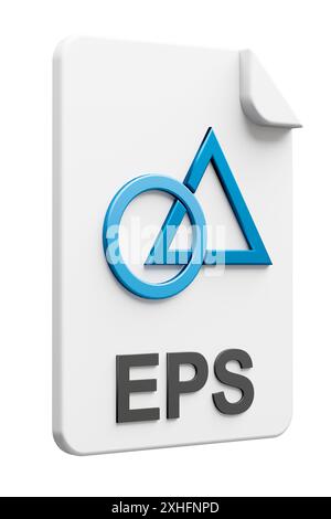 Dreidimensionales Dateityp-Symbol für den Vektoraustausch-Dateityp EPS, isoliert auf reinweißem Hintergrund zur einfachen Maskierung. Stockfoto