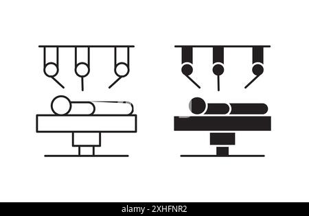 Robotic Chirurgie Icon Schwarze Linie Art Vektor in schwarz-weiß Umrisse Set Sammlung Zeichen Stock Vektor