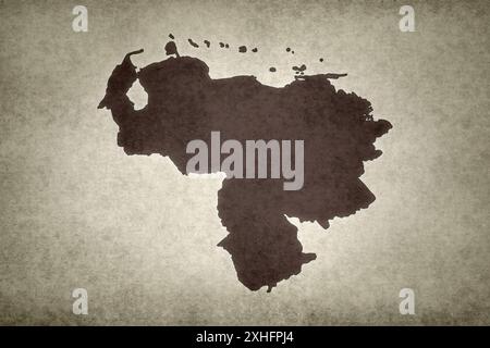 Grunge-Karte von Venezuela auf einem alten Papier gedruckt. Stockfoto