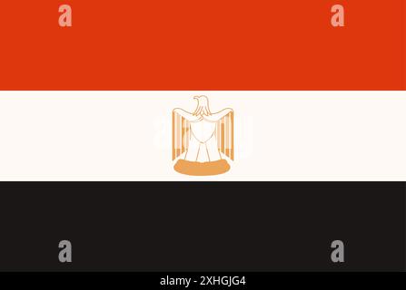 Flache Illustration der ägyptischen Flagge mit nationalen Farben und Emblem. Sauberes und einfaches Design für Bildungs- und Darstellungszwecke Vektorillustration. Stock Vektor