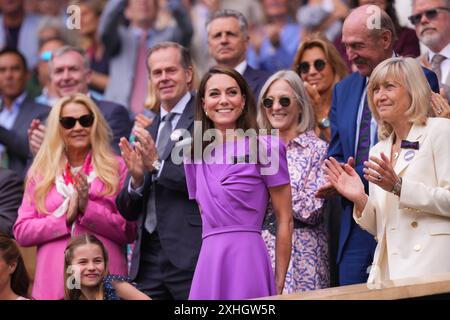 London, Großbritannien. Juli 2024. LONDON, ENGLAND - 14. JULI: Catherine Princess of Wales am Court des Centre Court, am 14. Juli 2024 im All England Lawn Tennis and Croquet Club in London. Quelle: MB Media Solutions/Alamy Live News Stockfoto