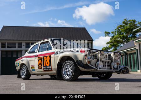 1969 Ford Escort 1850 GT World Cup Rallye Car, ausgestellt auf der Euroversammlung, die am 14. Juli 2024 in Bicester Heritage stattfand. Stockfoto
