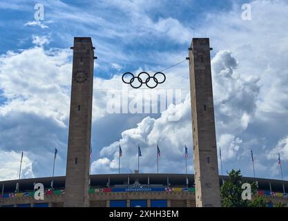 Olympiastadion Berlin im Endspiel SPANIEN - ENGLAND der UEFA-Europameisterschaften 2024 am 14. Juli 2024 in Berlin. Fotograf: ddp-Bilder/Sternbilder Stockfoto