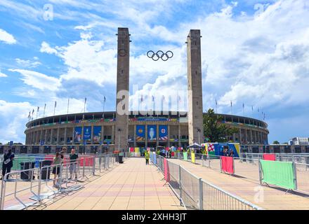 Olympiastadion Berlin im Endspiel SPANIEN - ENGLAND der UEFA-Europameisterschaften 2024 am 14. Juli 2024 in Berlin. Fotograf: ddp-Bilder/Sternbilder Stockfoto