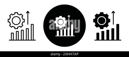 Symbol zur Steigerung der Produktivität Schwarzer Linie Kunstvektor in Schwarz-weiß-Kontur Set Collection-Schild Stock Vektor