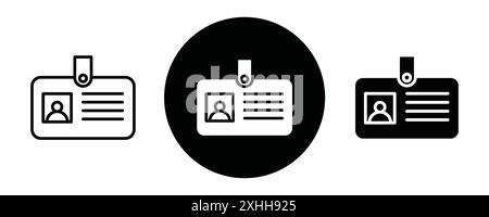 Identifikationsschild Symbol Schwarzer Linie Kunstvektor in schwarz-weiß Umrisse Set Collection Sign Stock Vektor