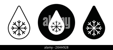 Auftauen Symbol Schwarzer Linie Kunstvektor in schwarz-weiß Umrissset Sammlungszeichen Stock Vektor