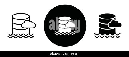 Data Lake Symbol Schwarzer Linie Kunstvektor in schwarz-weiß Umrisse Set Sammlungsschild Stock Vektor