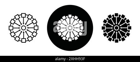 Abhängigkeitssymbol Schwarzer Linie Kunstvektor in Schwarzweiß-Umrandung Set Collection Sign Stock Vektor