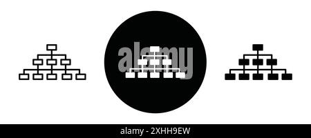 Symbol für hierarchische Reihenfolge Schwarzer Linie Kunstvektor in schwarz-weiß Umrisse Set Collection Sign Stock Vektor