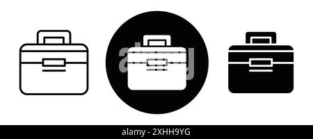 Laptoptasche Icon Black Line Art Vektor in schwarz-weiß Umrissset Collection Schild Stock Vektor