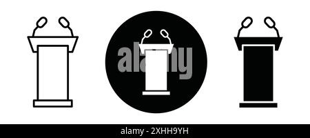 Rednersymbol Schwarze Linie Kunstvektor in schwarz-weiß Umrisse Set Collection Schild Stock Vektor