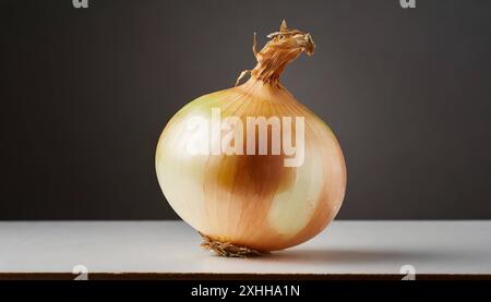 Gemüse, Zwiebel, Allium cepa, einzelne reife Zwiebel, Stillleben im Studio, weißer Hintergrund Stockfoto